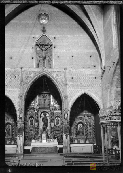 Torralba de Ribota (Zaragoza). Iglesia parroquial de San Félix. Altar mayor. Nave mudéjar. José Galiay Sarañana